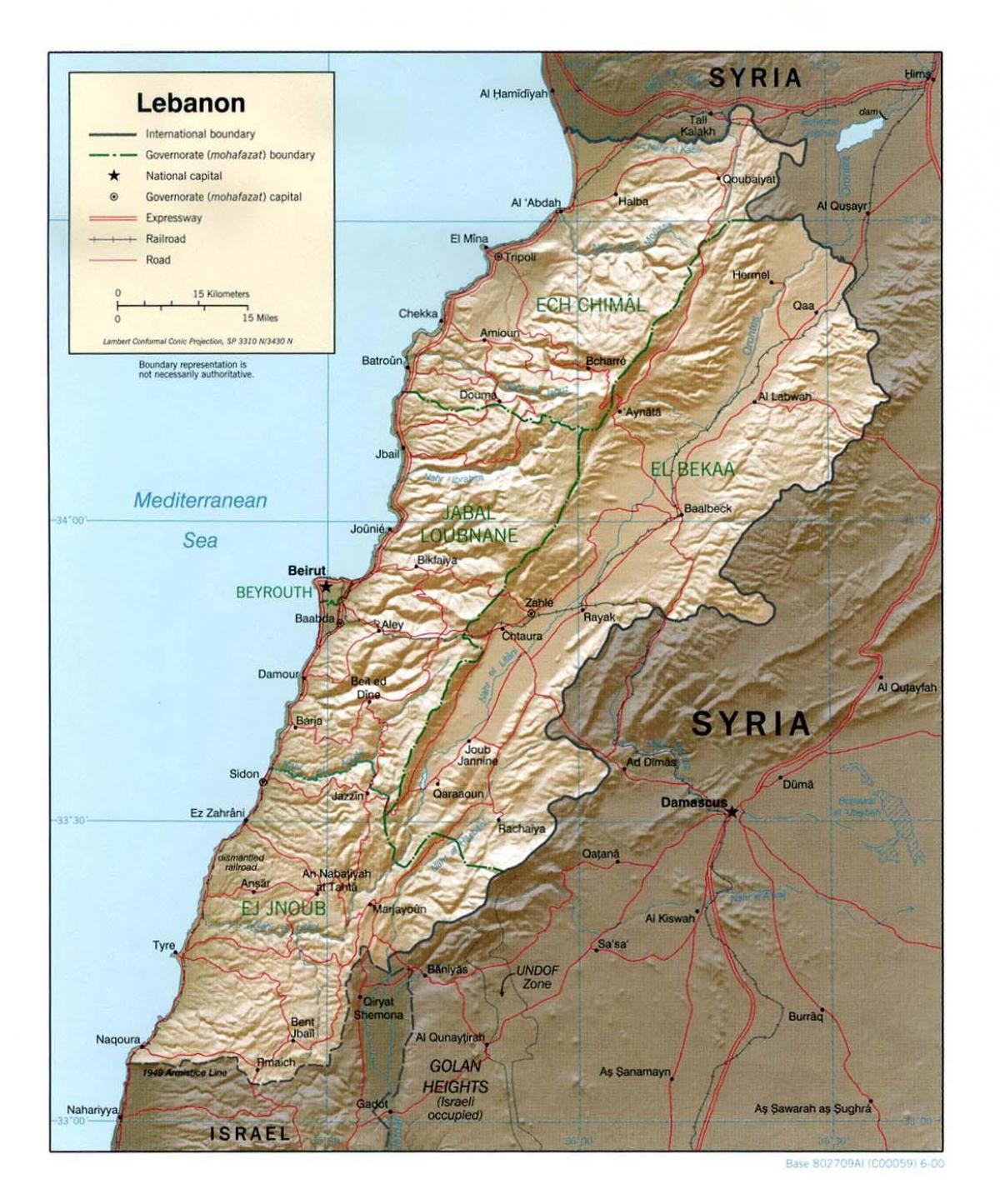 mapa je iz Libana topografske