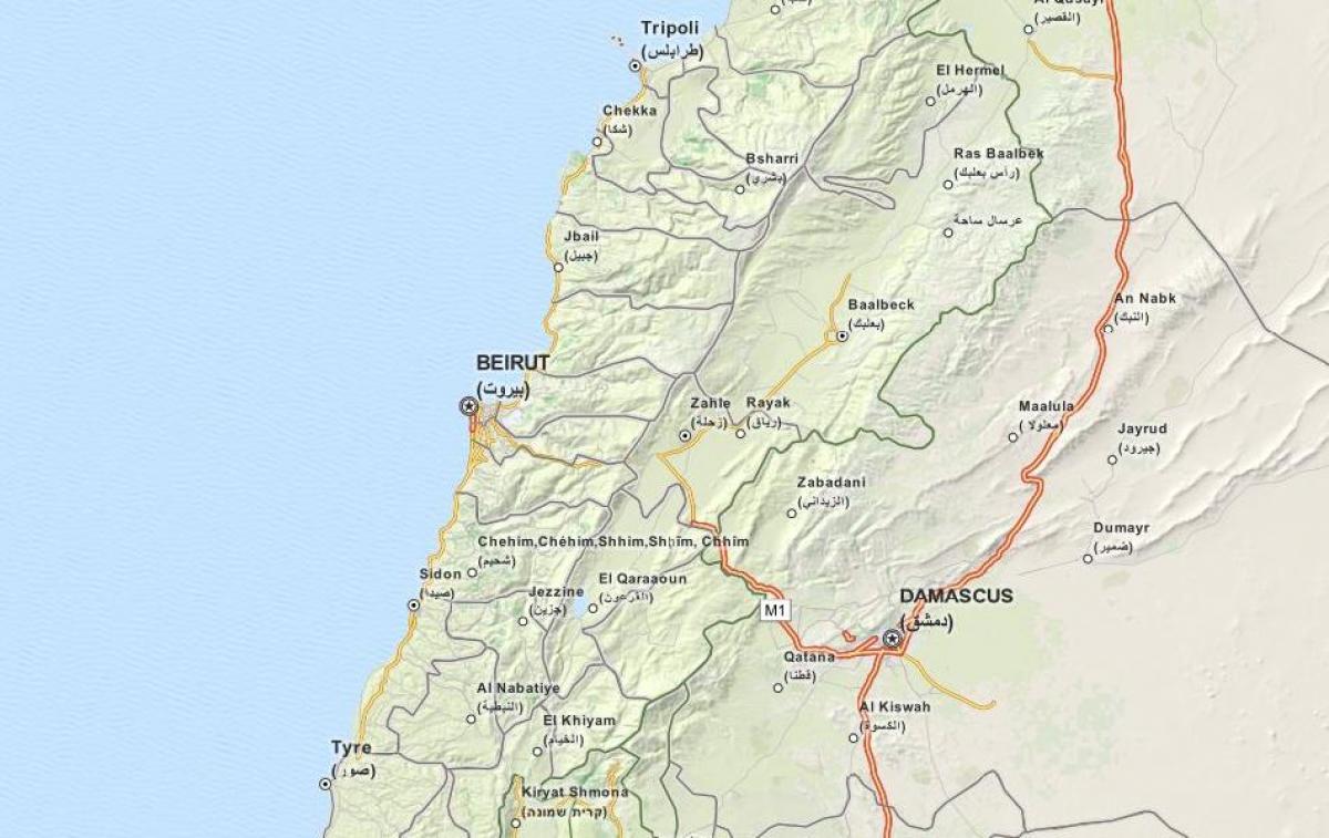 mapa gps mapu Libanu