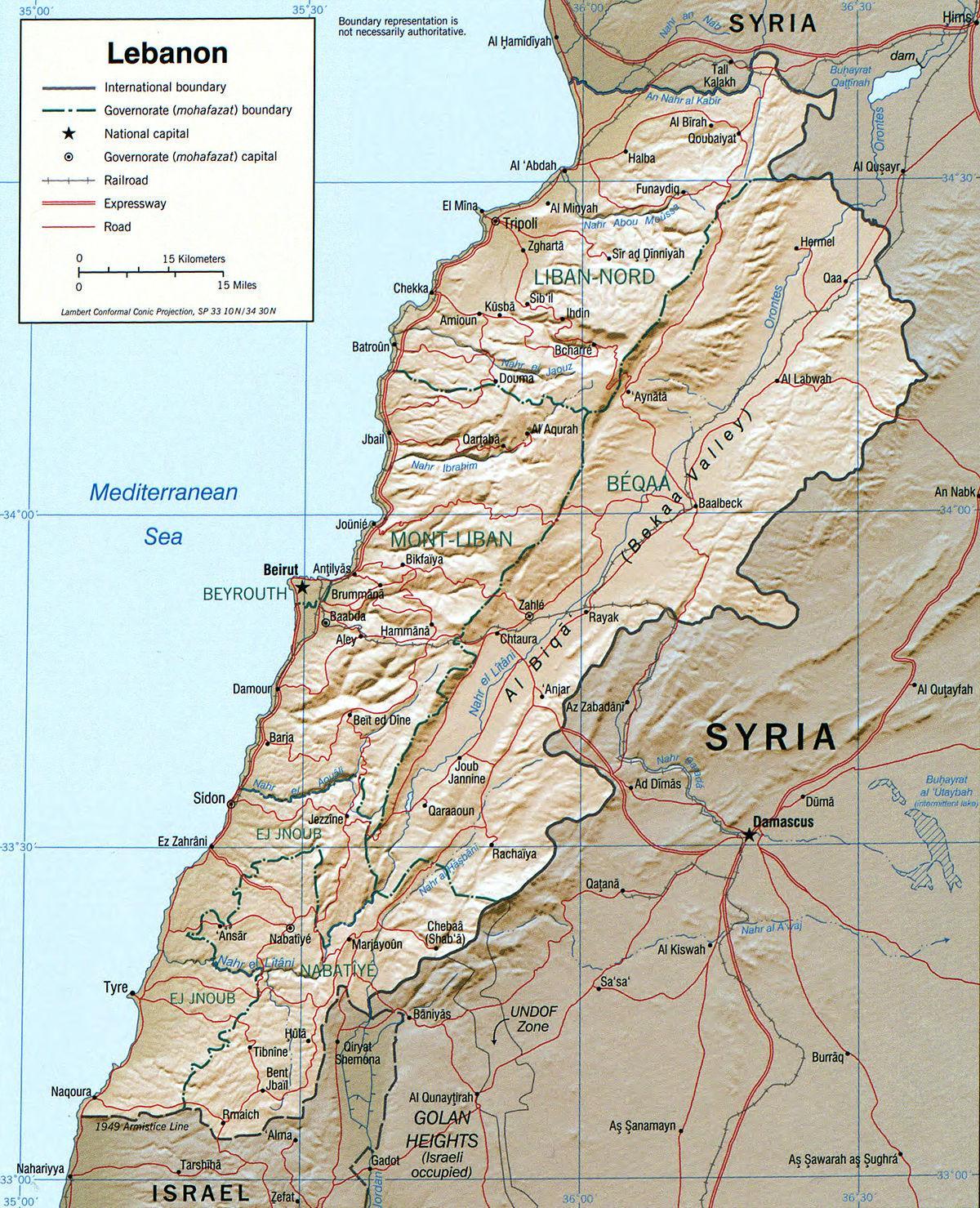 mapa je iz Libana geografiju